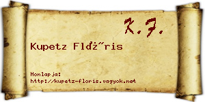 Kupetz Flóris névjegykártya